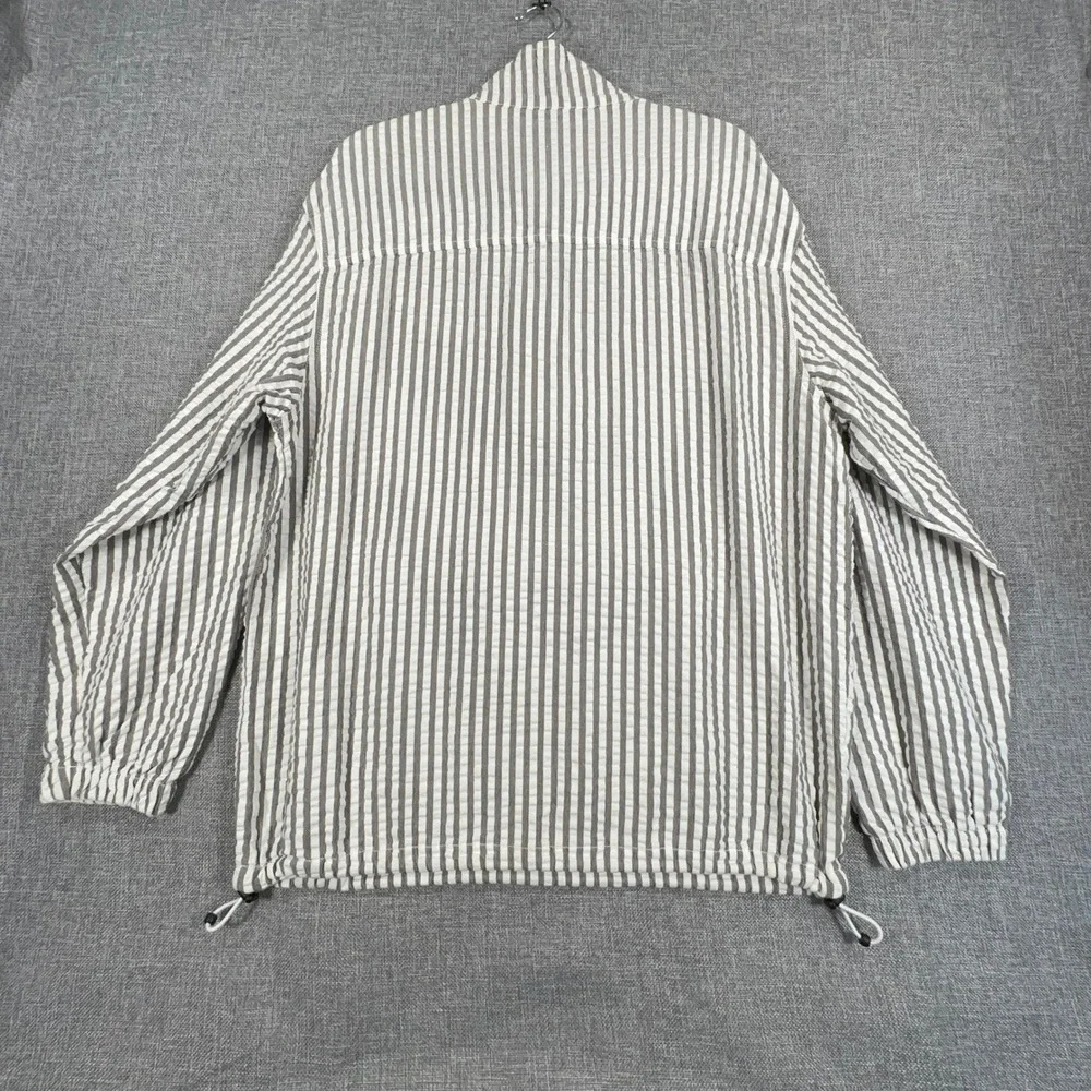 Levi's Octavia Lightweight Anorak Jacket Mens S Gray Striped Seersucker Pullover